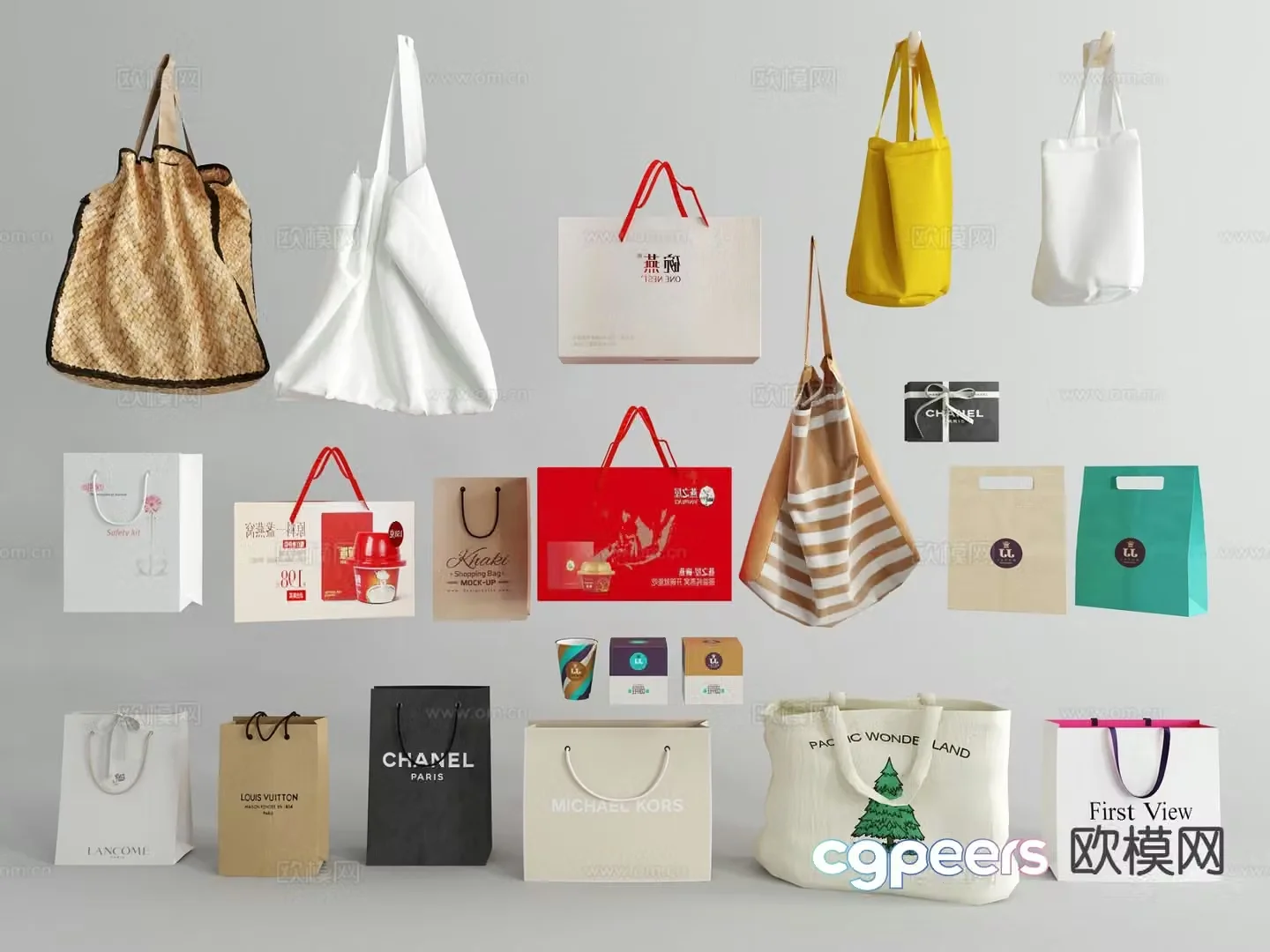 modern handbag shopping bag handbag 3d model