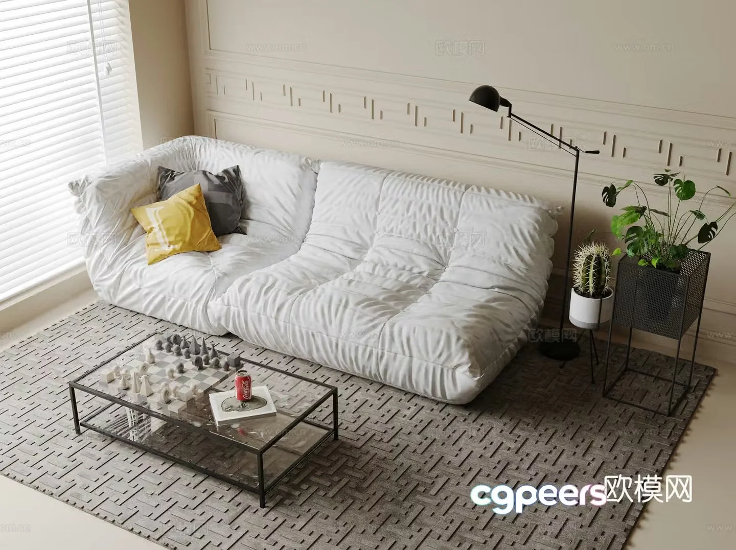 Modern double sofa 3d model