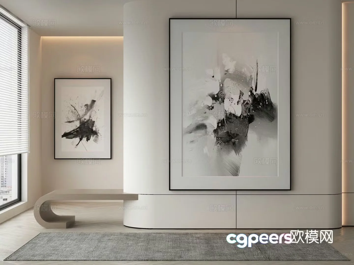 Modern texture painting decorative painting 3d model