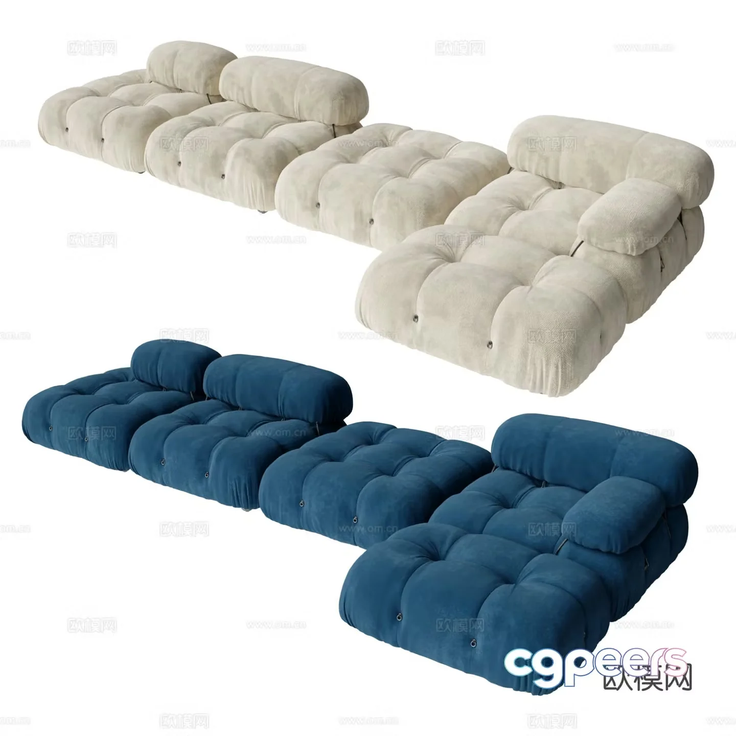 Multi-person sofa upholstered sofa 3d model