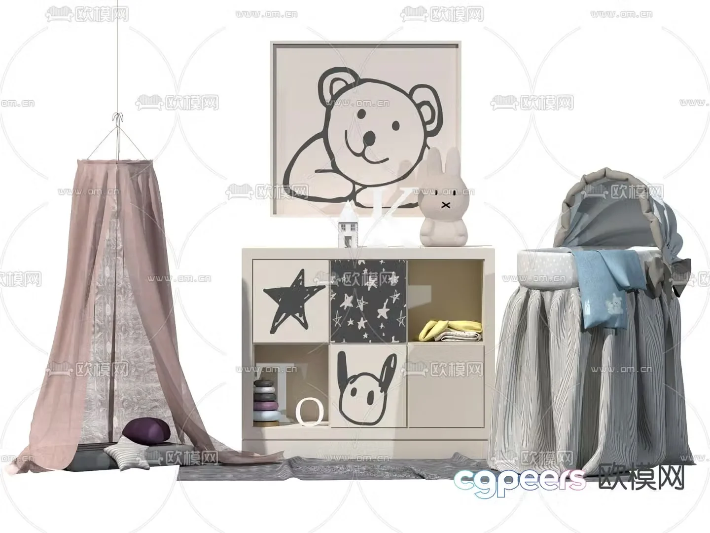 Modern children’s tent crib 3d model