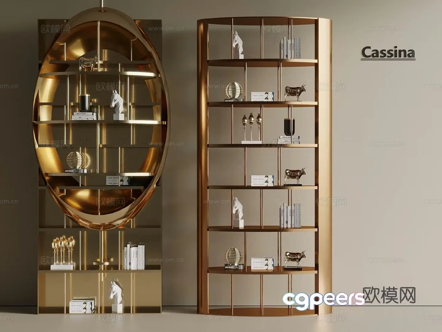 Light luxury French storage rack decorative rack display rack metal rack 3d model