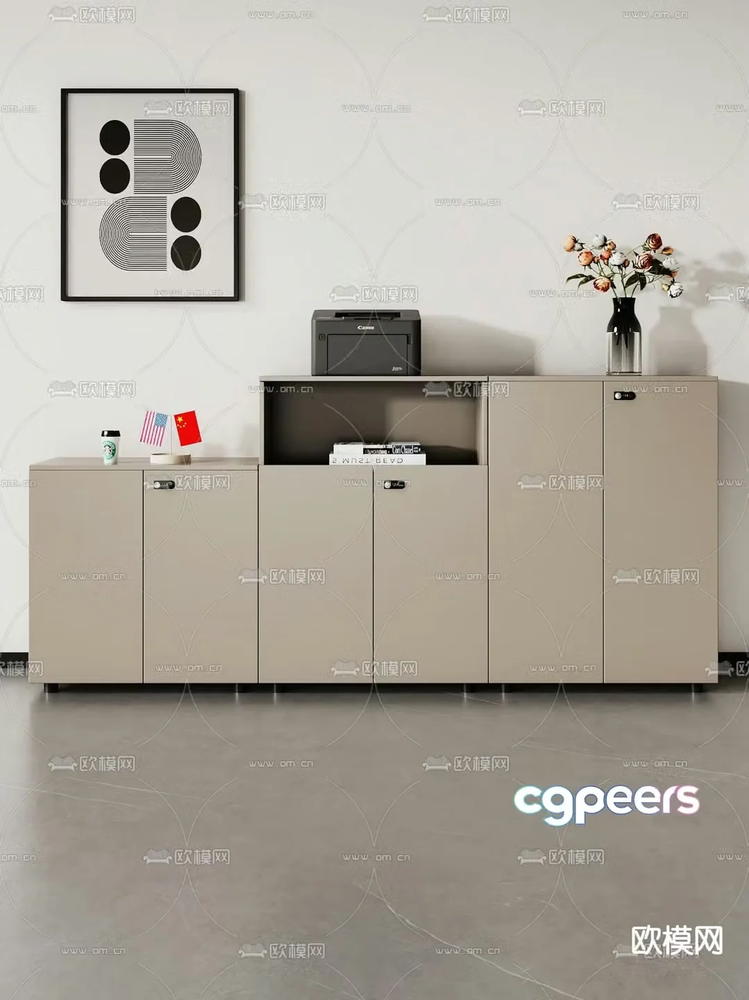 Modern filing cabinet information cabinet filing cabinet 3d model