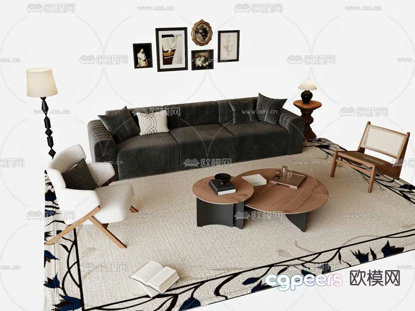Medieval style modular sofa 3D model
