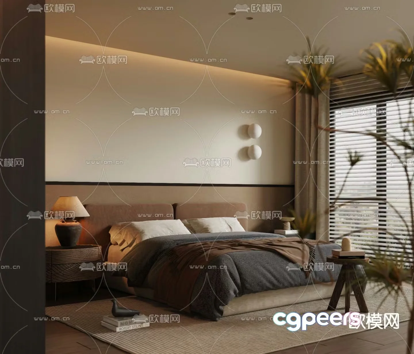 Middle style bedroom master bedroom master room 3d model