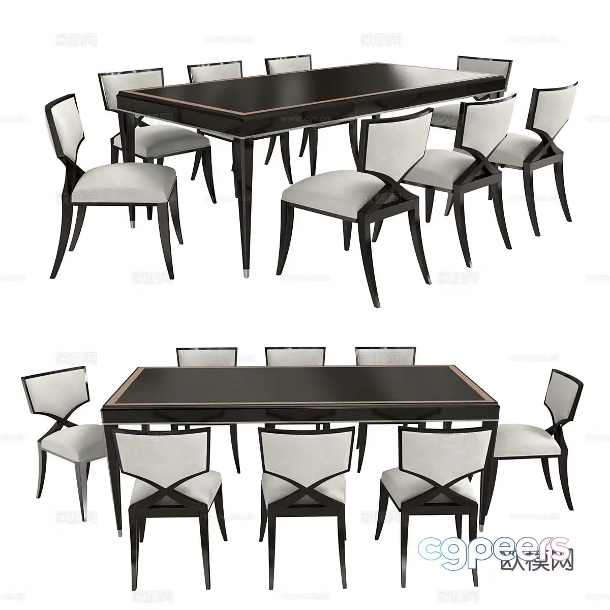 New Chinese style light luxury dining table and chair 3D model