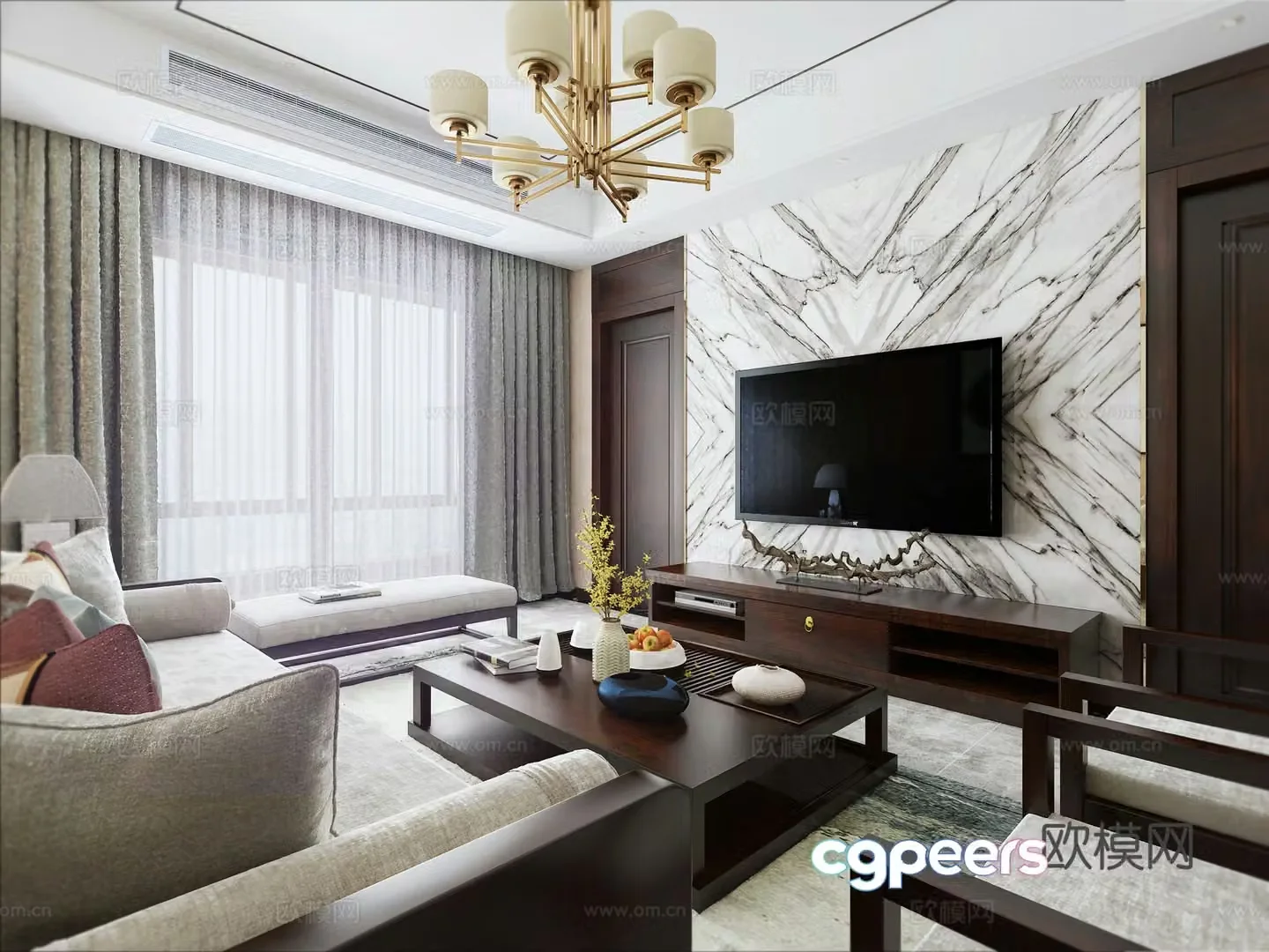 New Chinese living room 3D model