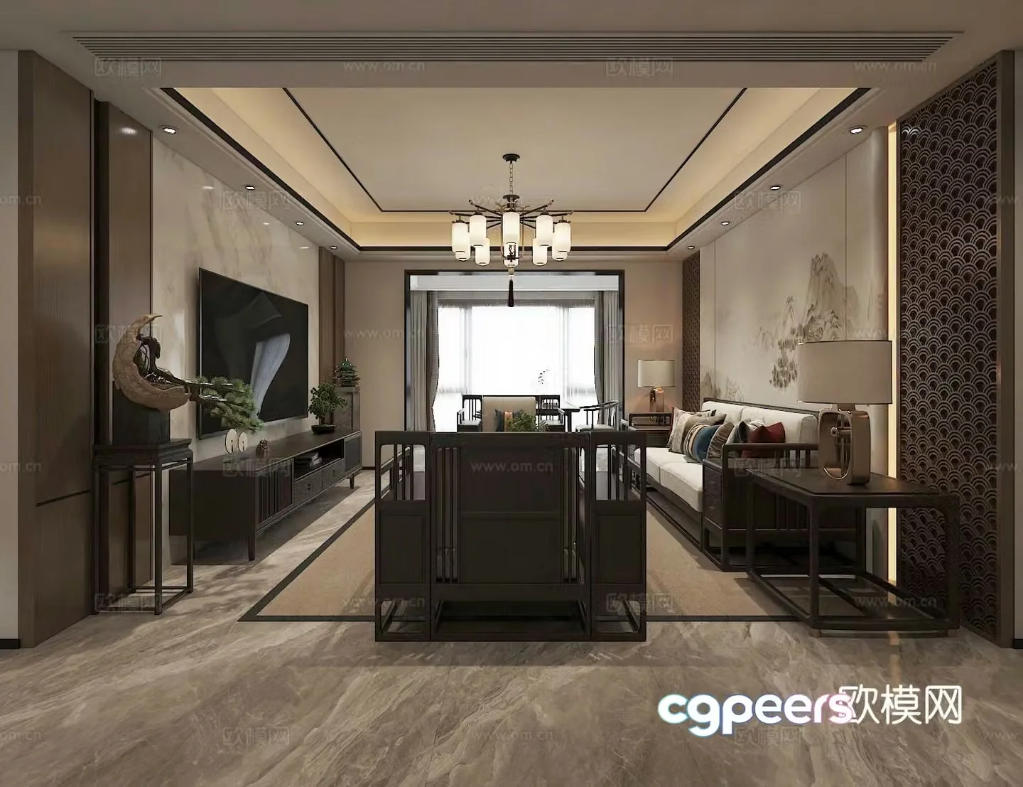 New Chinese living room sofa combination 3D model