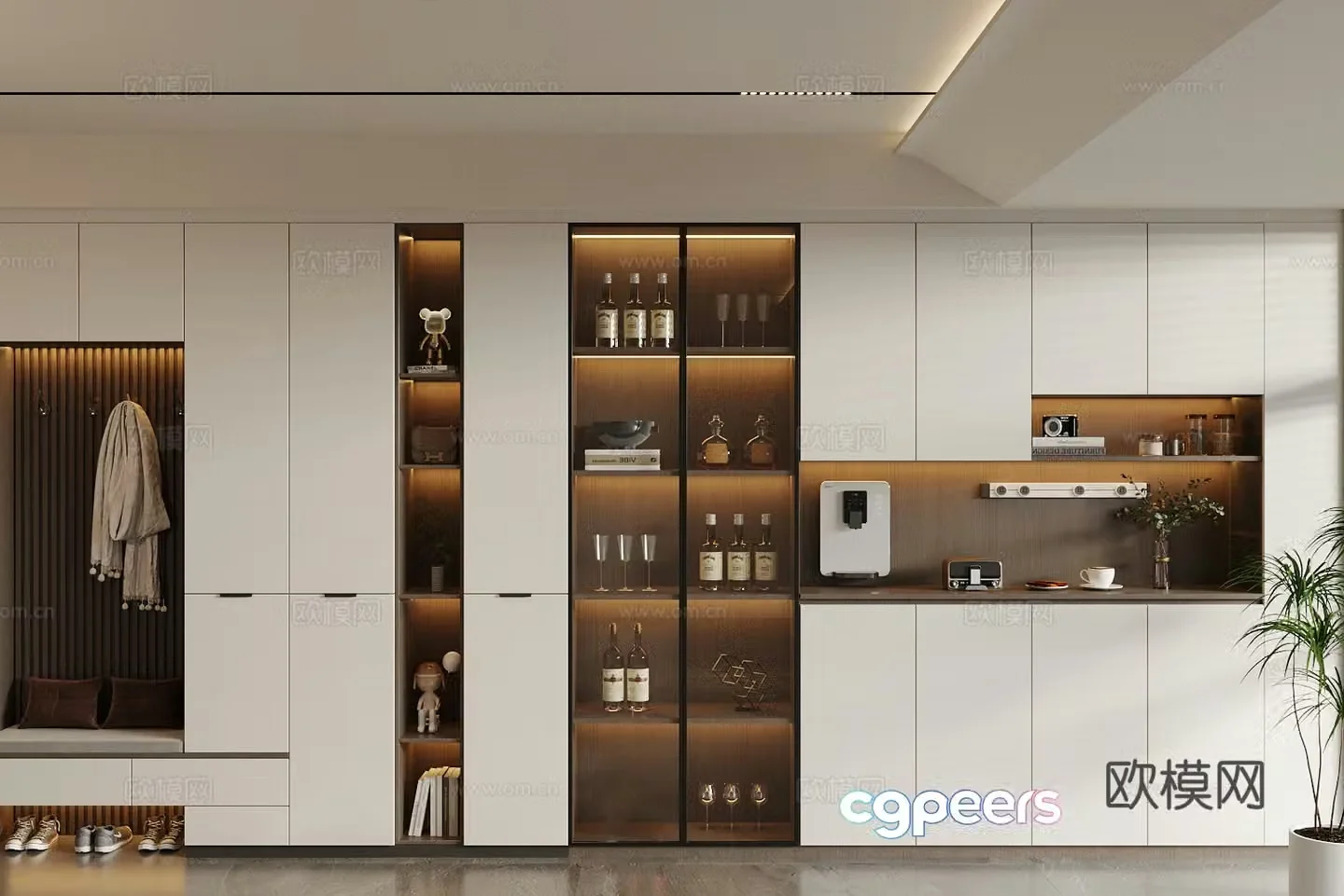 Modern light luxury sideboard light luxury Italian sideboard sideboard ornaments shoe cabinet sideboard wine cabinet 3D model