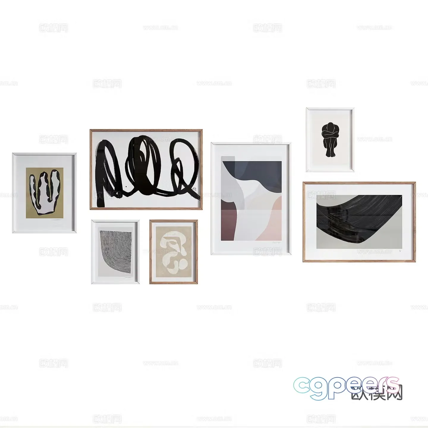Nordic hanging painting combination 3D model