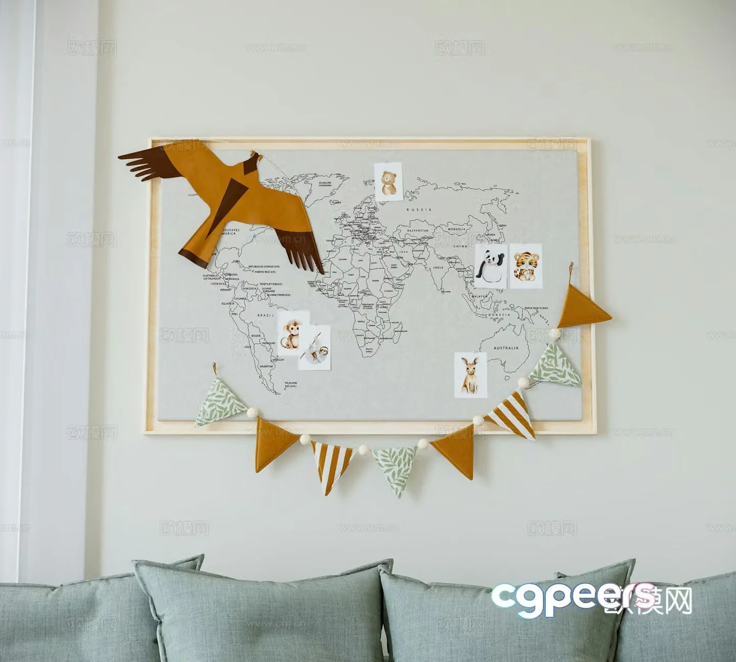 Modern wall decoration photo wall 3d model