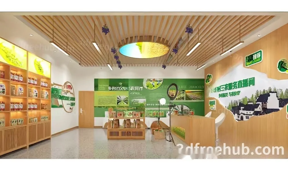 A Store With A Wooden Ceiling 3D Model – 19931 – VRAY Render