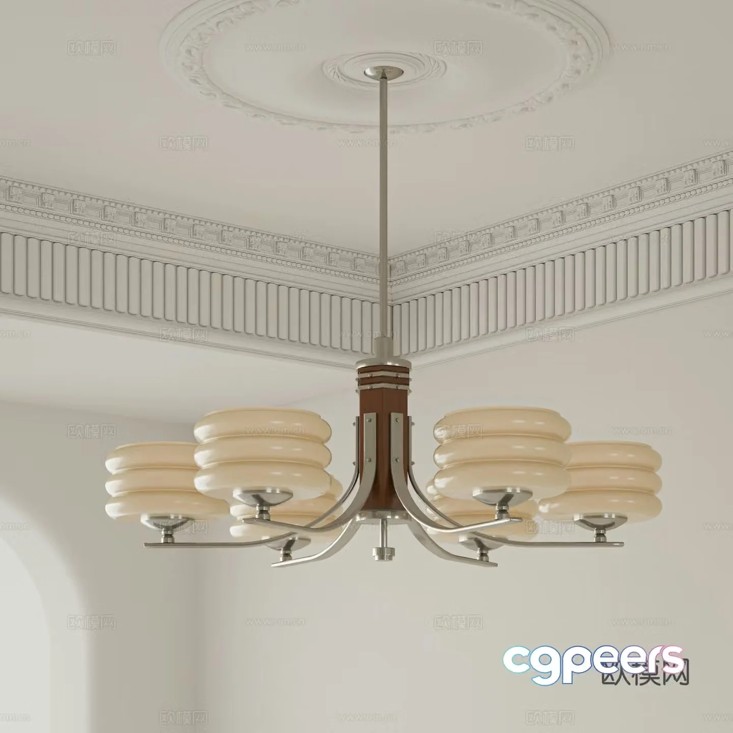 French medieval style chandelier Multi-head chandelier Living room chandelier Restaurant chandelier Bauhaus chandelier 3D model