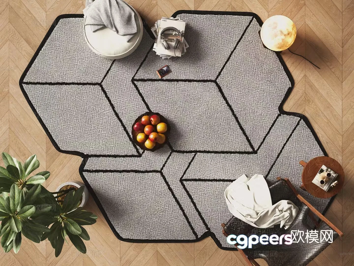 Modern shaped carpet 3d model
