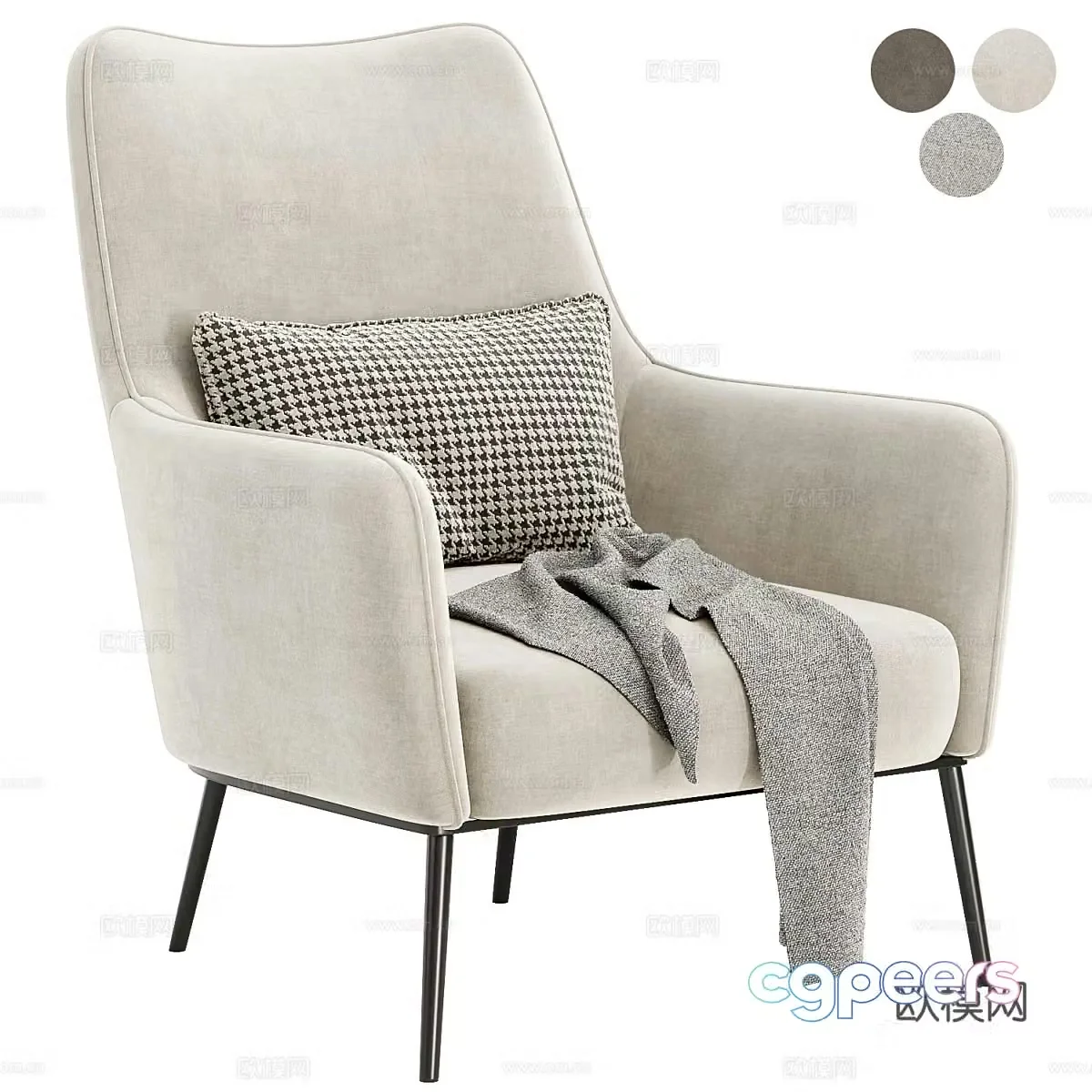 Modern Italian fabric armchair 3d model