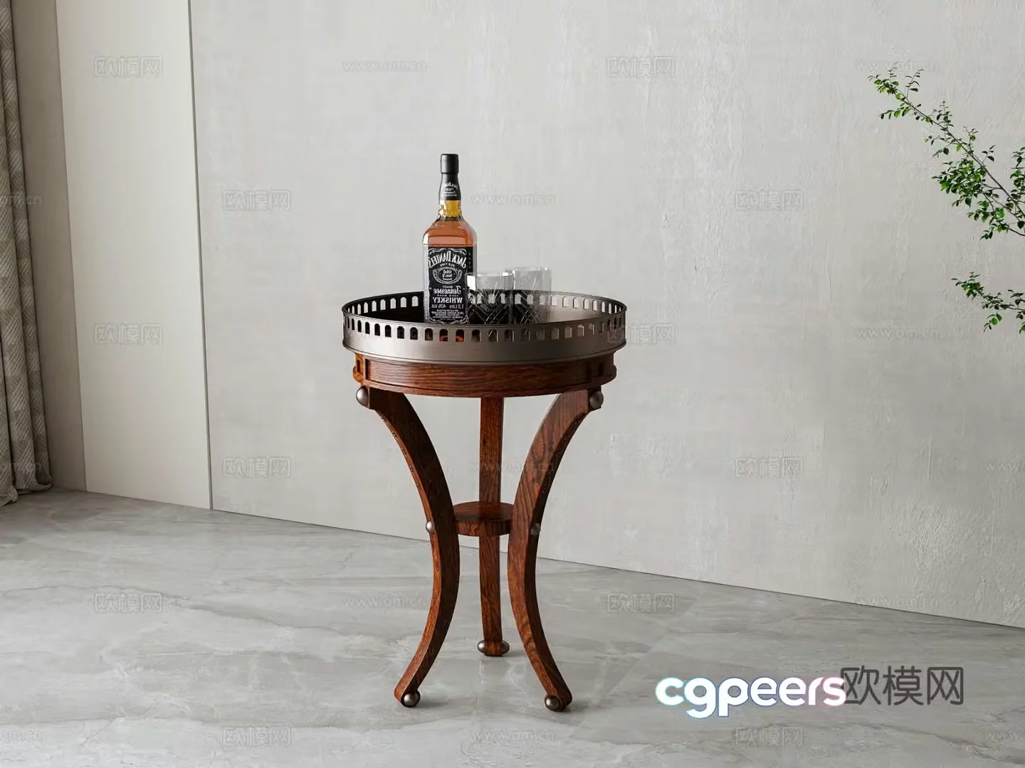 American round table side table corner table 3d model