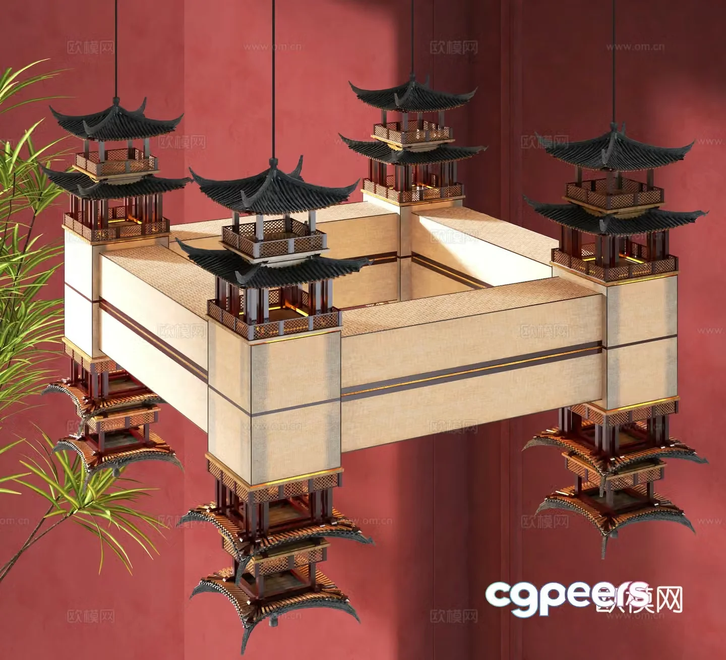 New Chinese chandelier 3D model
