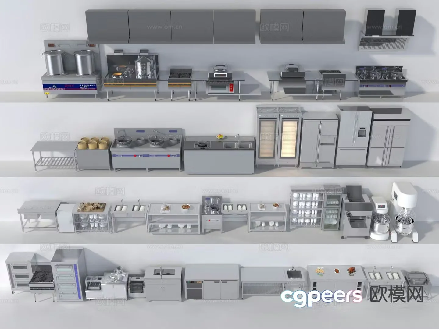 Hotel kitchen operation table workbench 3D model