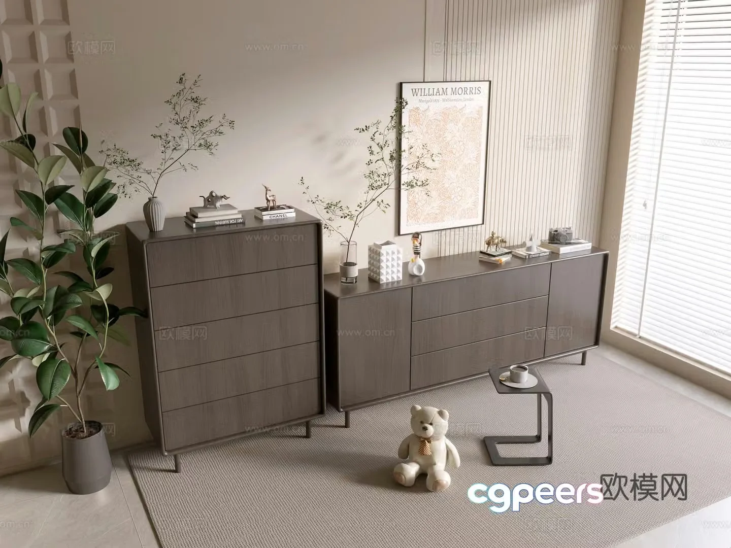 Modern black wood grain porch cabinet sideboard balcony cabinet storage cabinet entrance porch cabinet 3D model
