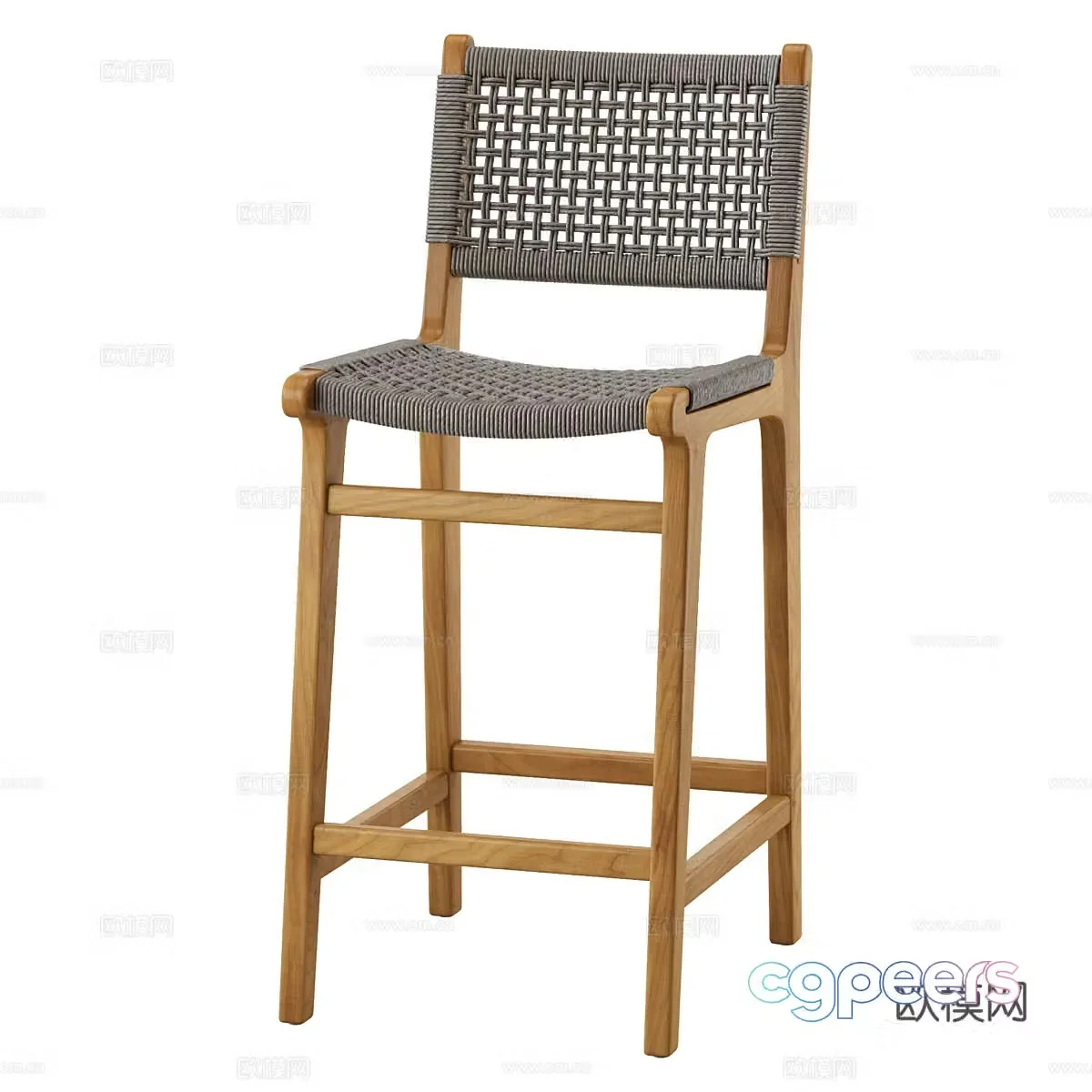 Nordic simple bar chair bar chair simple bar stool rattan bar stool 3D model