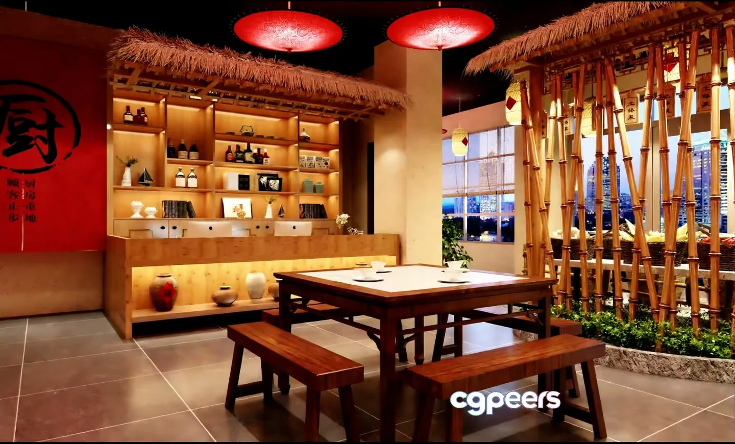 Asian Dining Area 3D Model – 19762 – VRAY Render