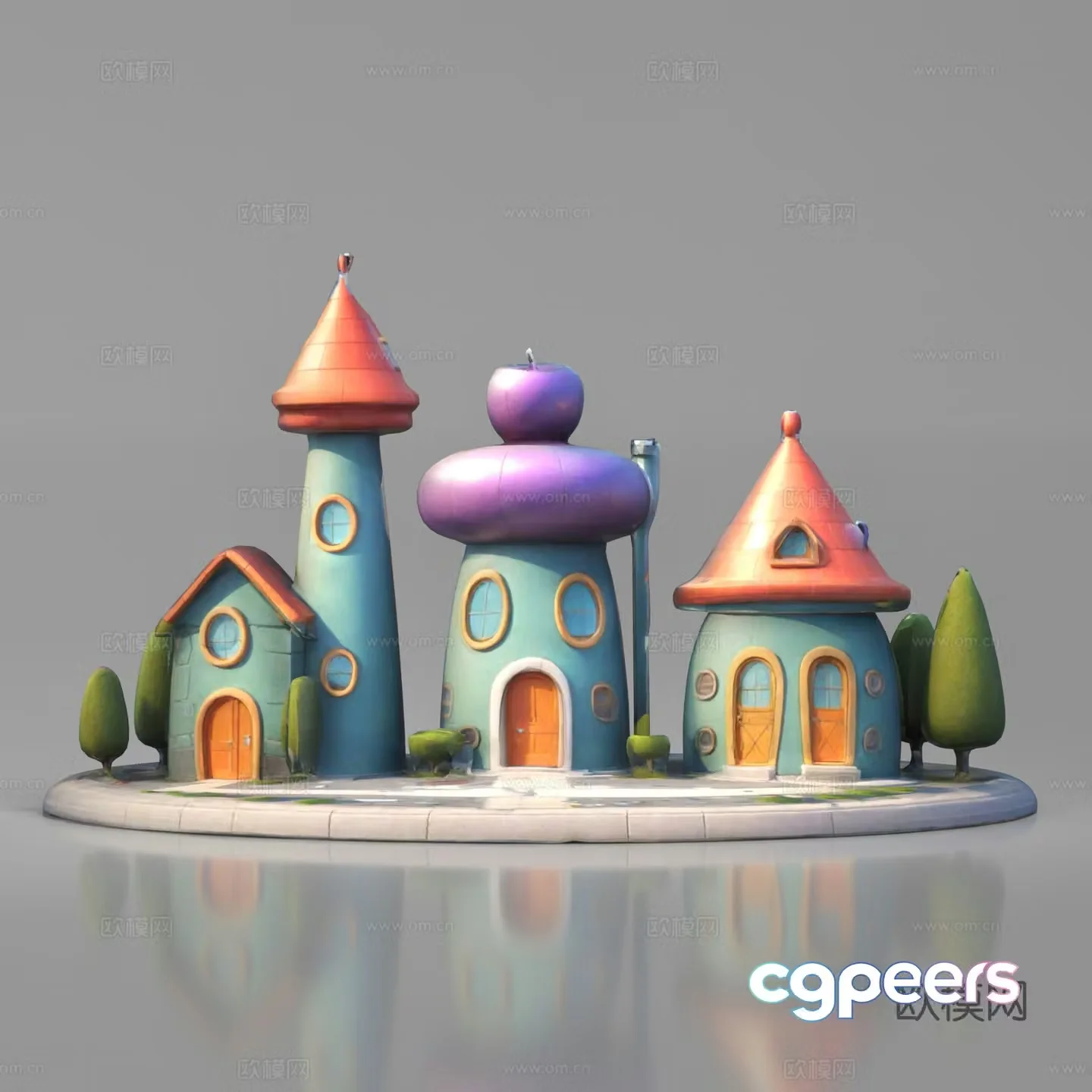 Cartoon Game Anime Building Low-Side Building Villa Hut 3D Model