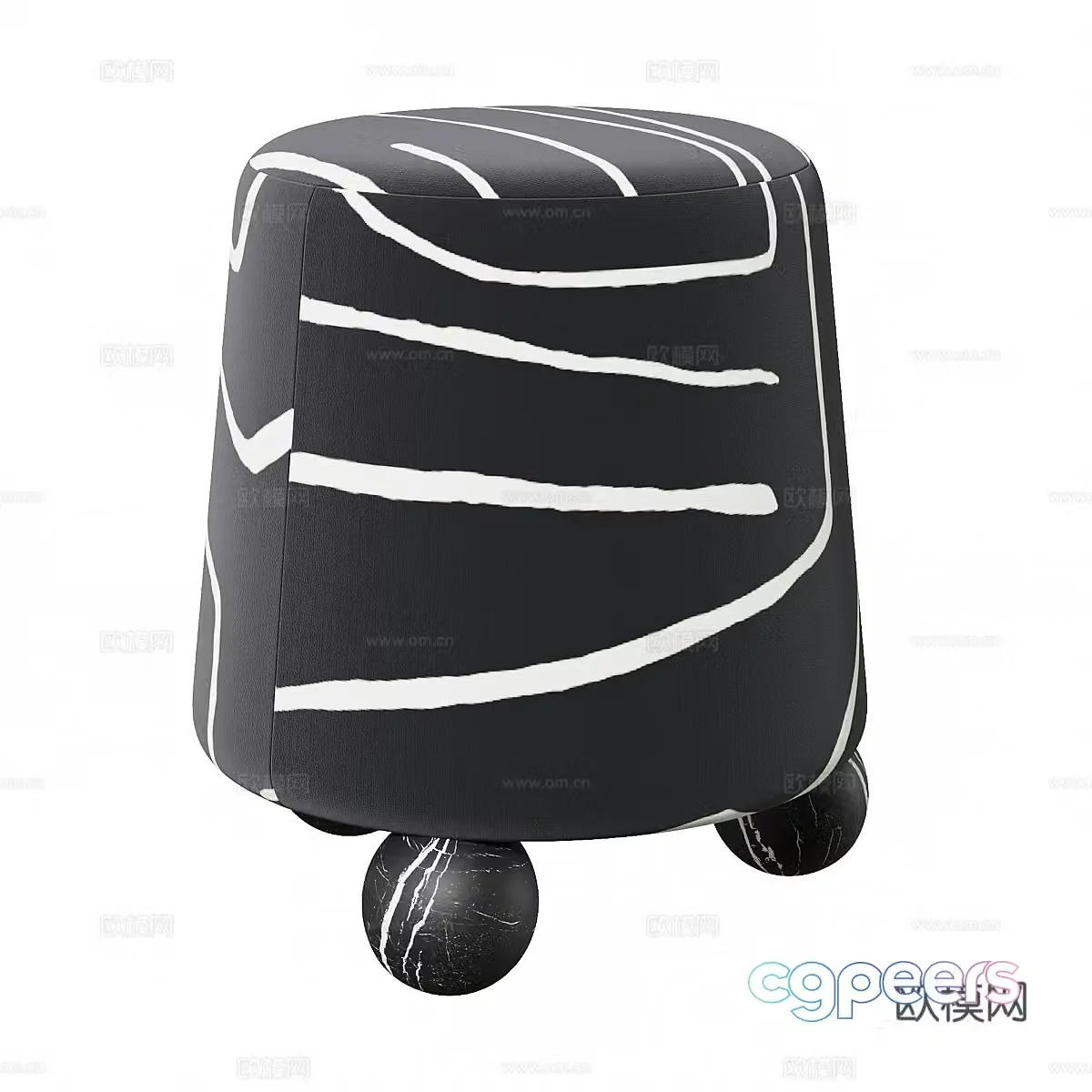 Modern Cream Style Isac Stool 3d Model