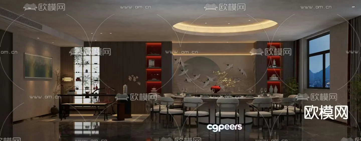 New Chinese style private room Chinese restaurant private room 3D model