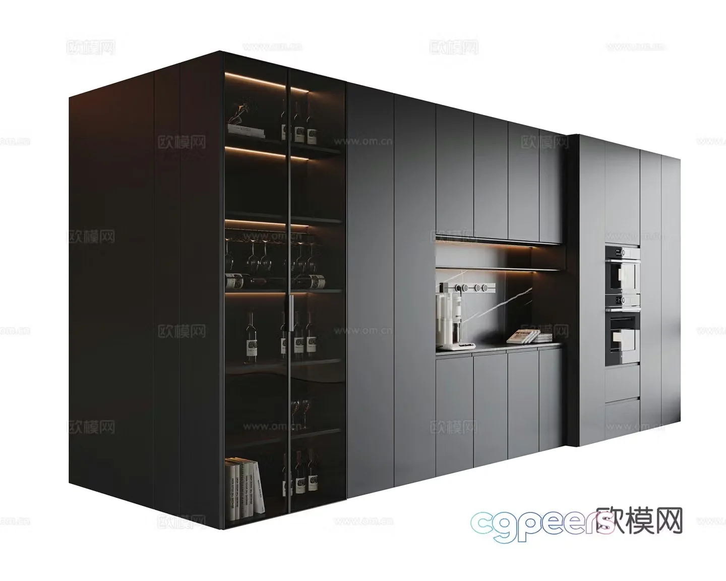 Sideboard wine cabinet decorative cabinet high cabinet embedded steam oven glass cabinet 3D model