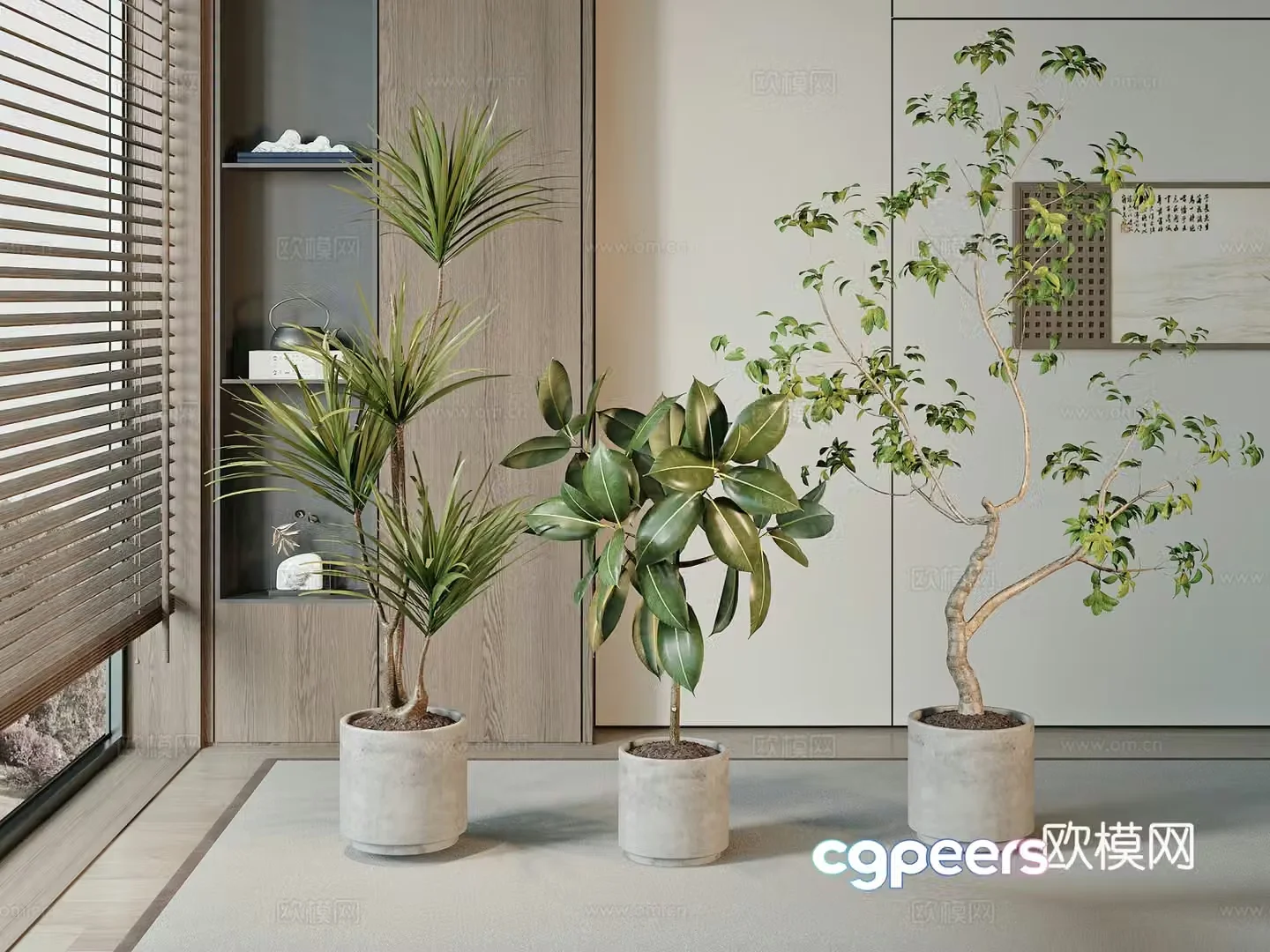 Modern green plant potted 3D model