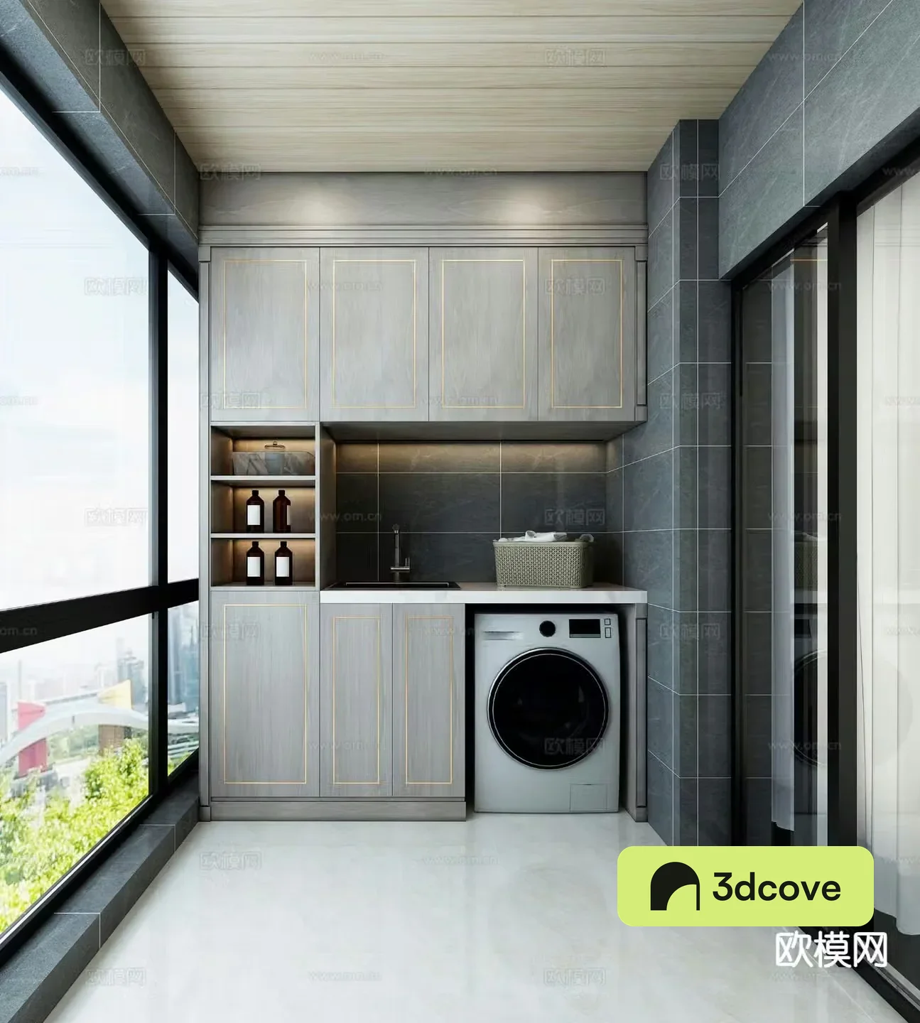 Modern balcony laundry room
