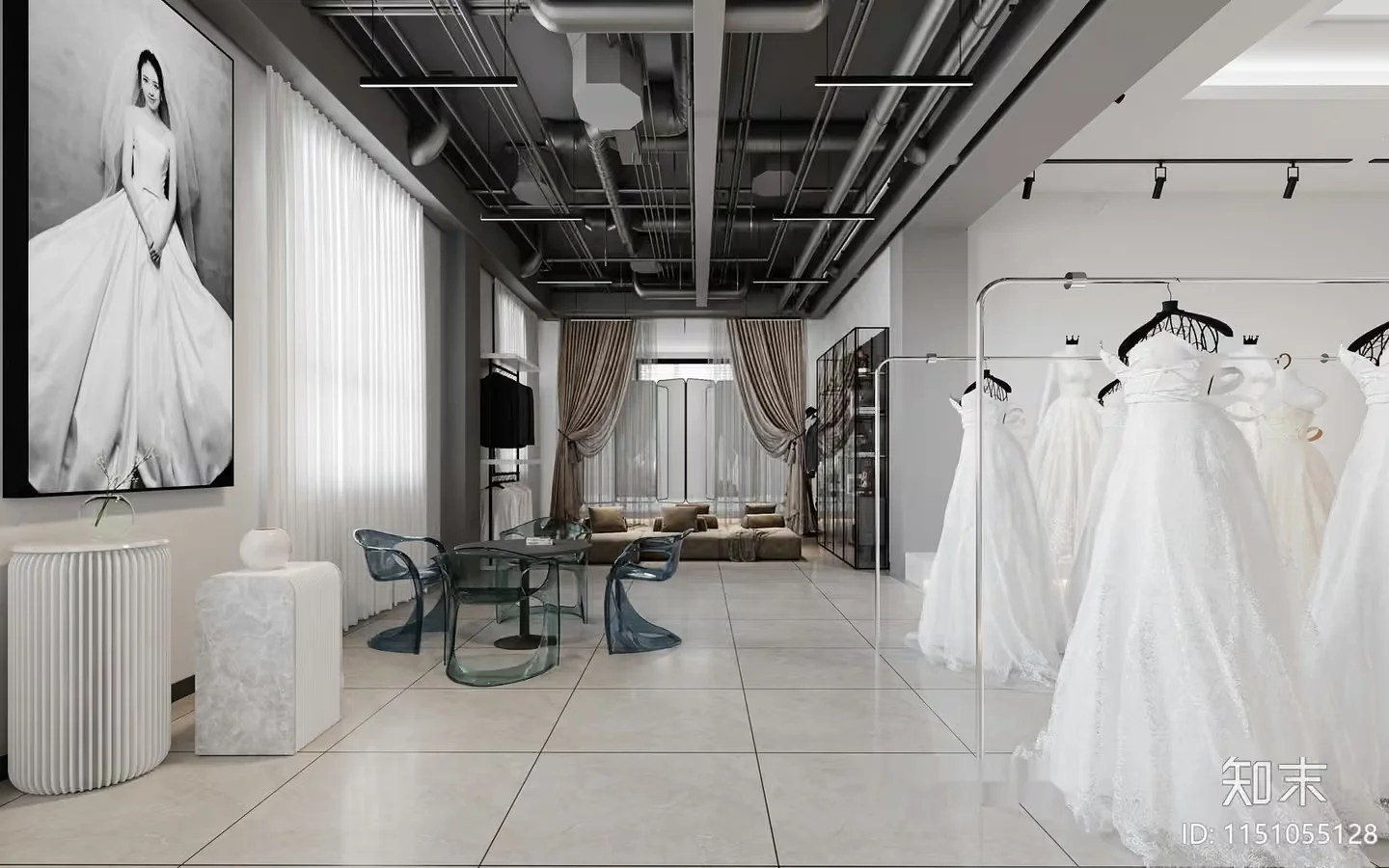 Modern Wedding Dress Shop 3D Model – 7305 – VRAY Render