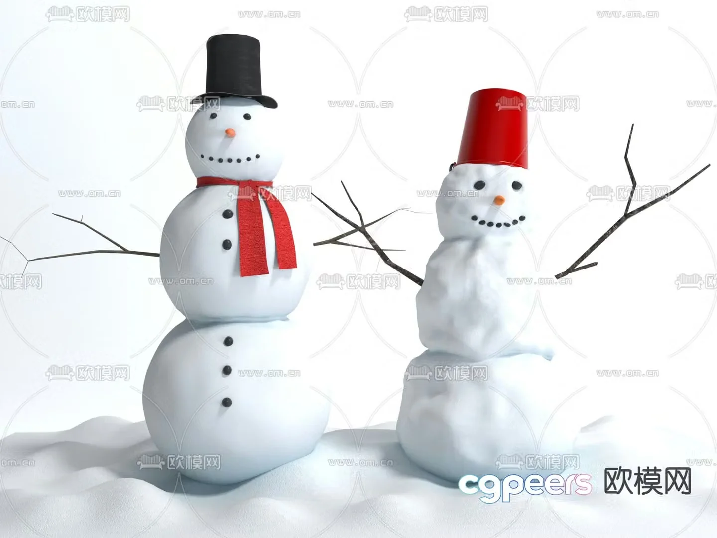 Snowman Sketch Outdoor Landscape 3D Model