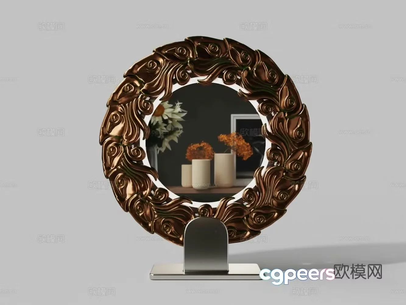 Modern carved makeup mirror 3d model