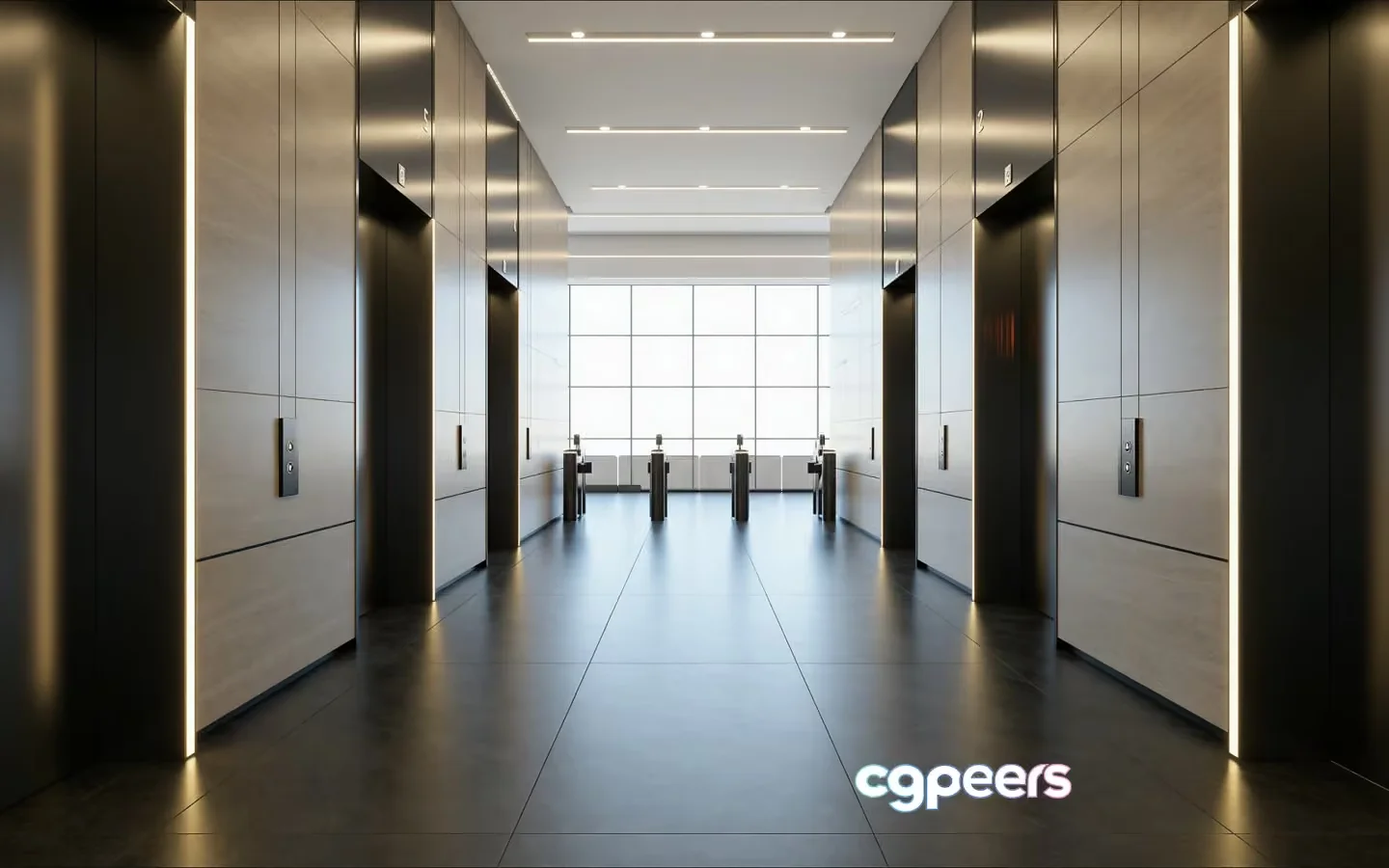 Modern Elevator Hall 3D Model – 7186 – VRAY Render