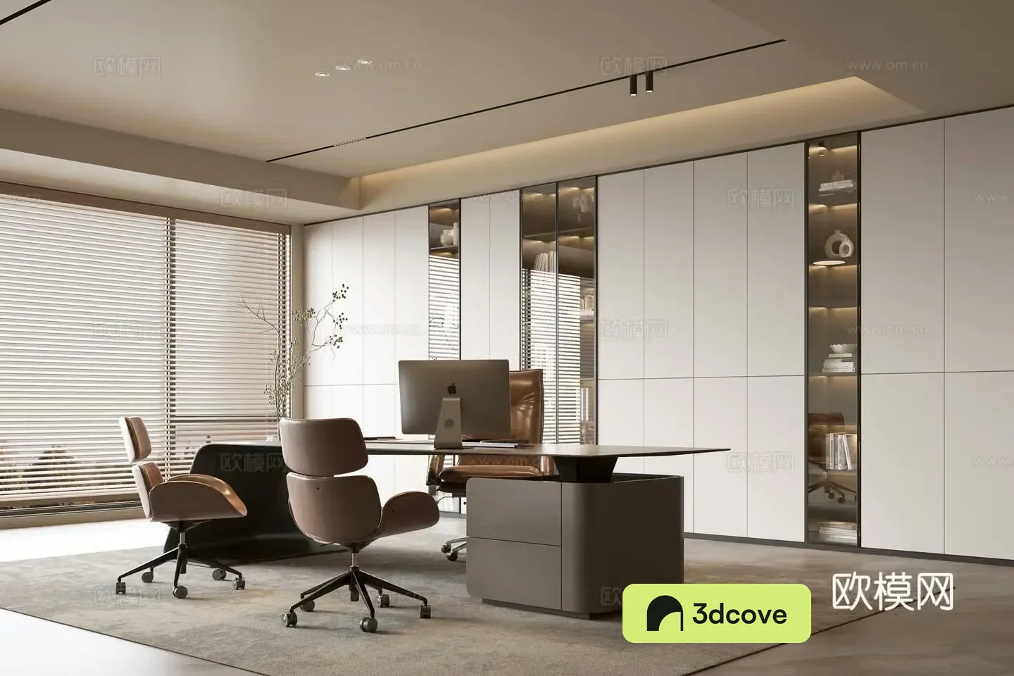Modern minimalist office ins wind background wall bookcase office bookcase background wall