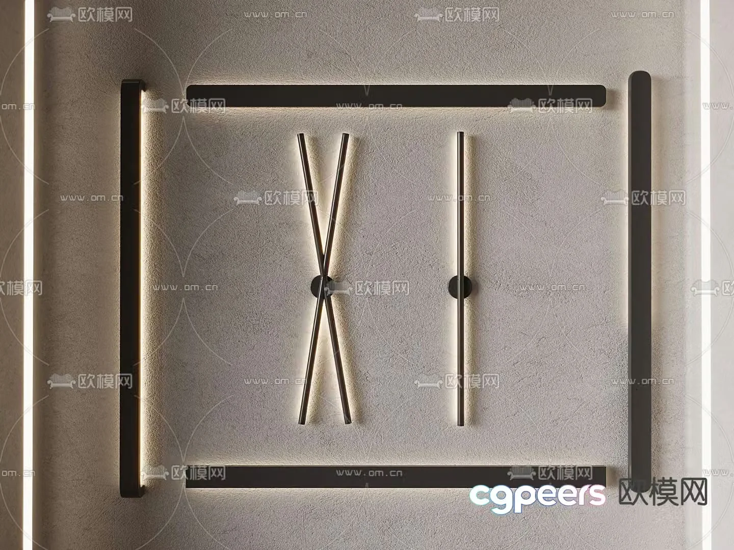 Metal wall light long wall light 3d model