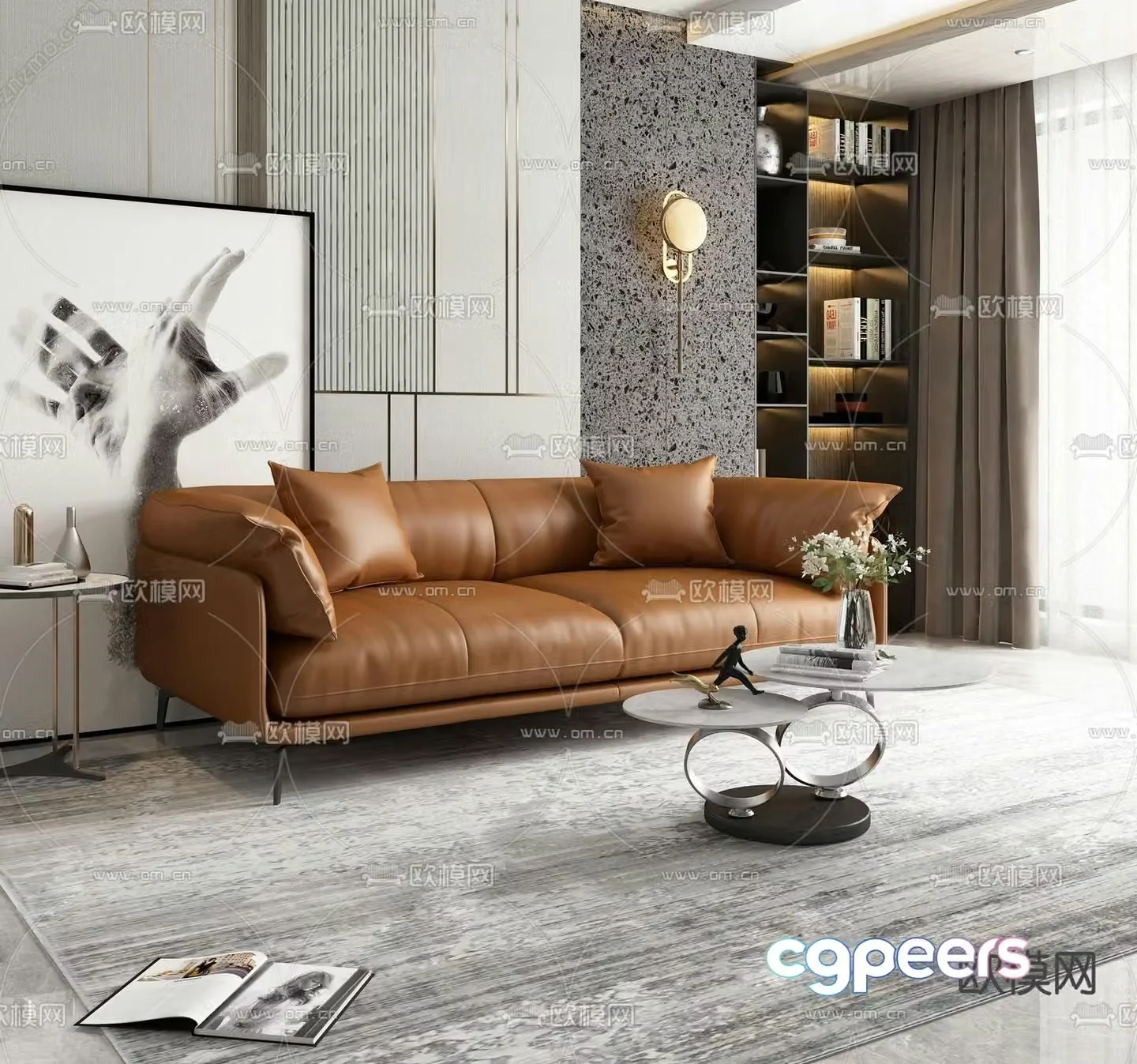 leather sofa loveseat 3d model