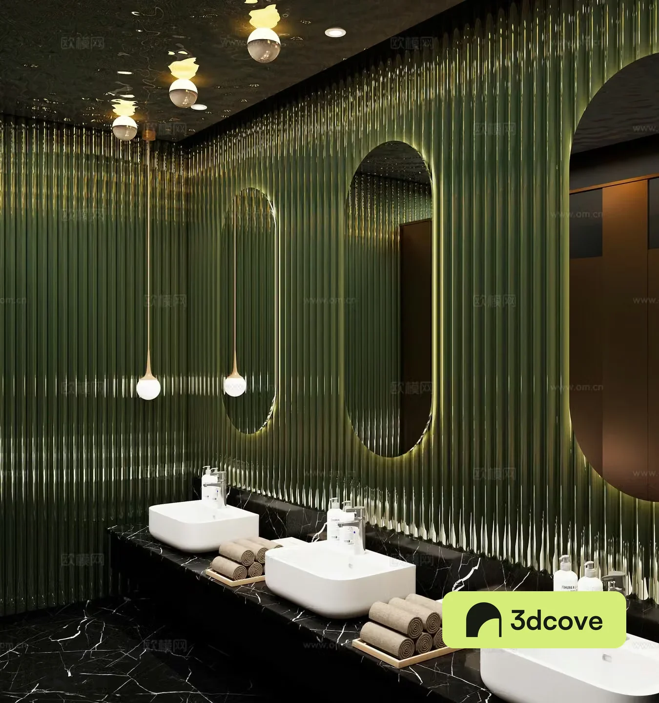 Light luxury public bathroom