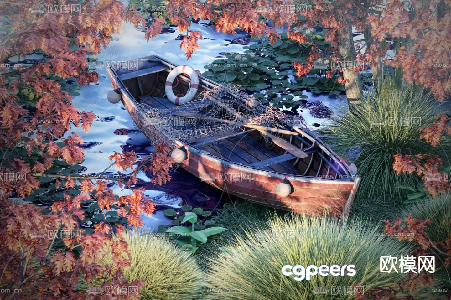 Riverbank landscape 3d model