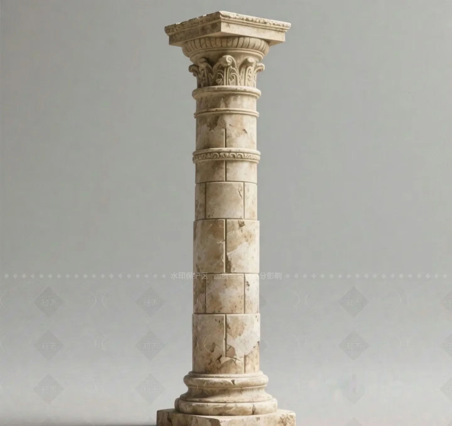 Ancient Stone Column 3D Model – 455 – VRAY Render
