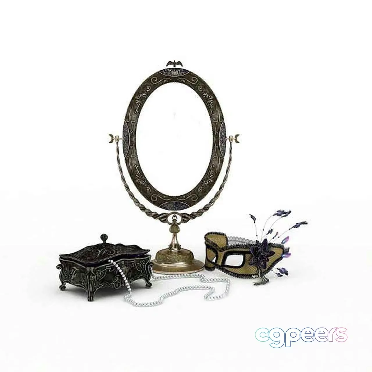 A Vintage Mirror 3D Model – 7018 – VRAY Render
