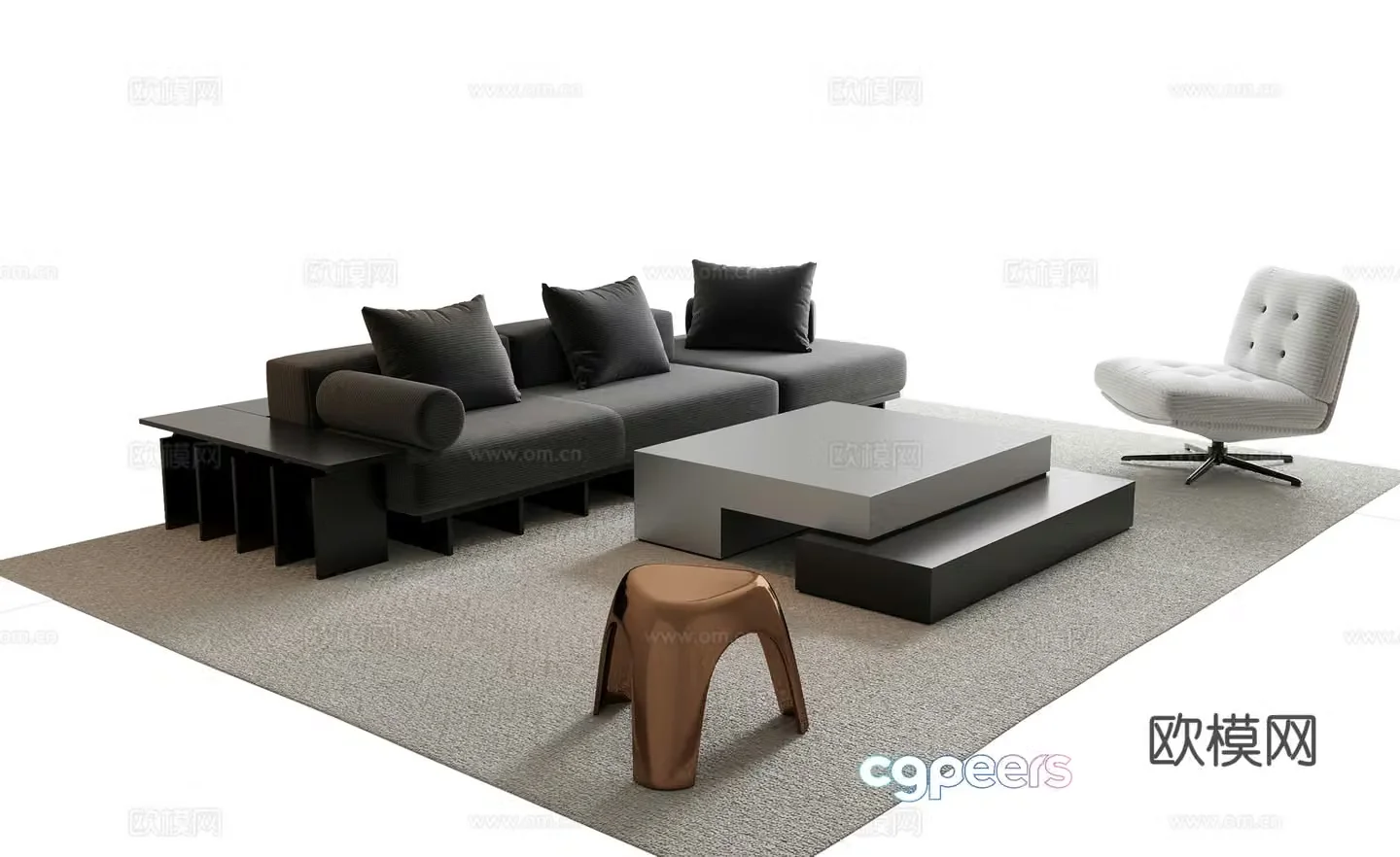 Modern Italian sofa coffee table 3d model