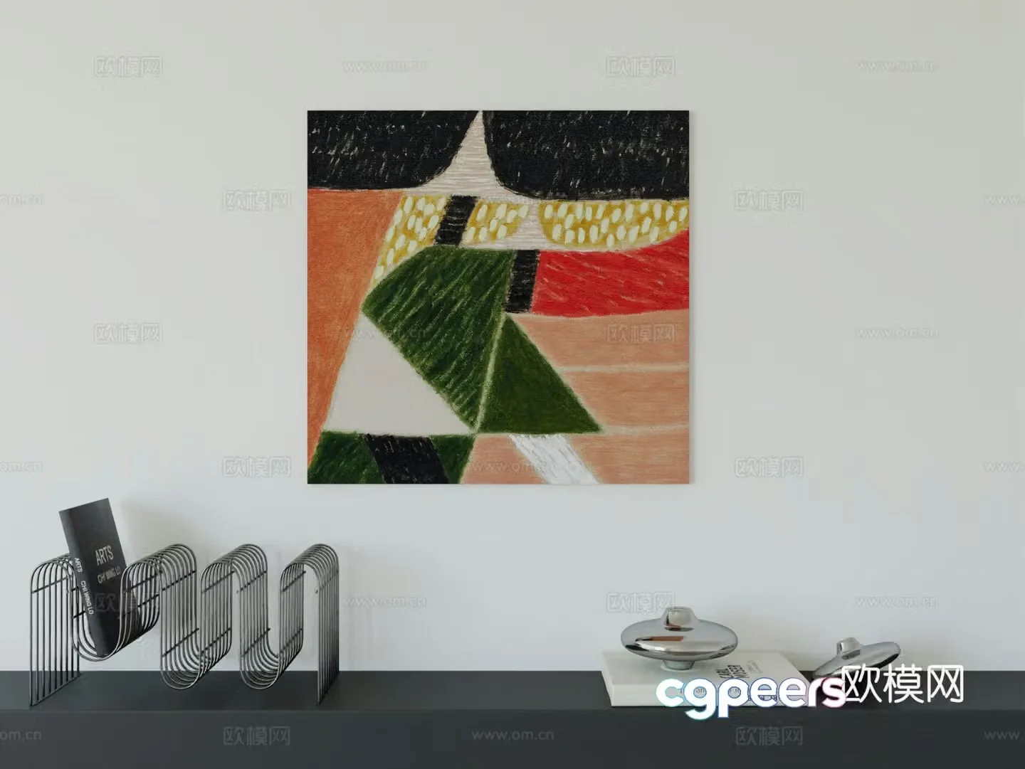 Modern minimalist hanging painting Bauhaus art hanging painting 3d model