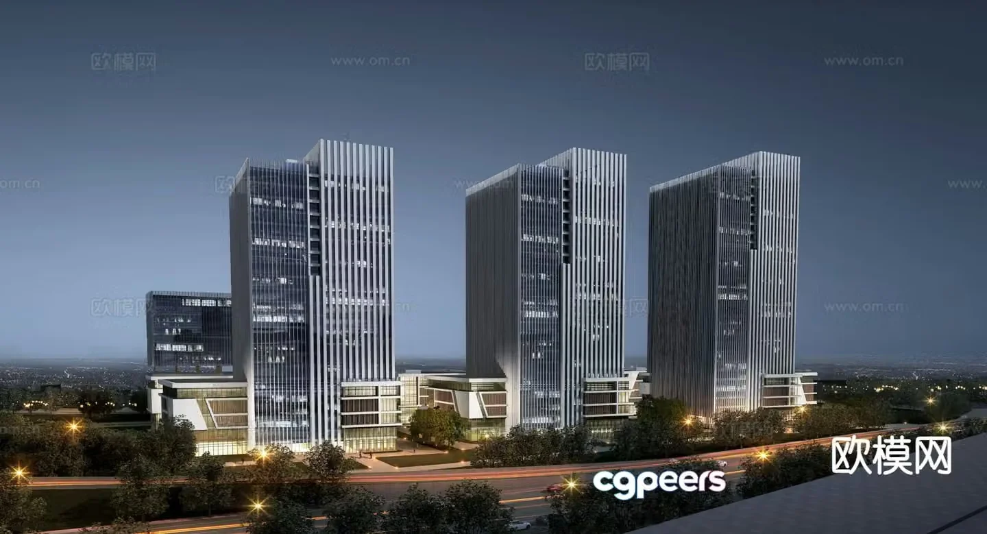 Modern office building exterior 3d model