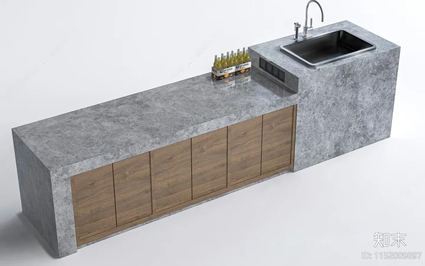 A Kitchen Counter With A Sink 3D Model – 7290 – VRAY Render