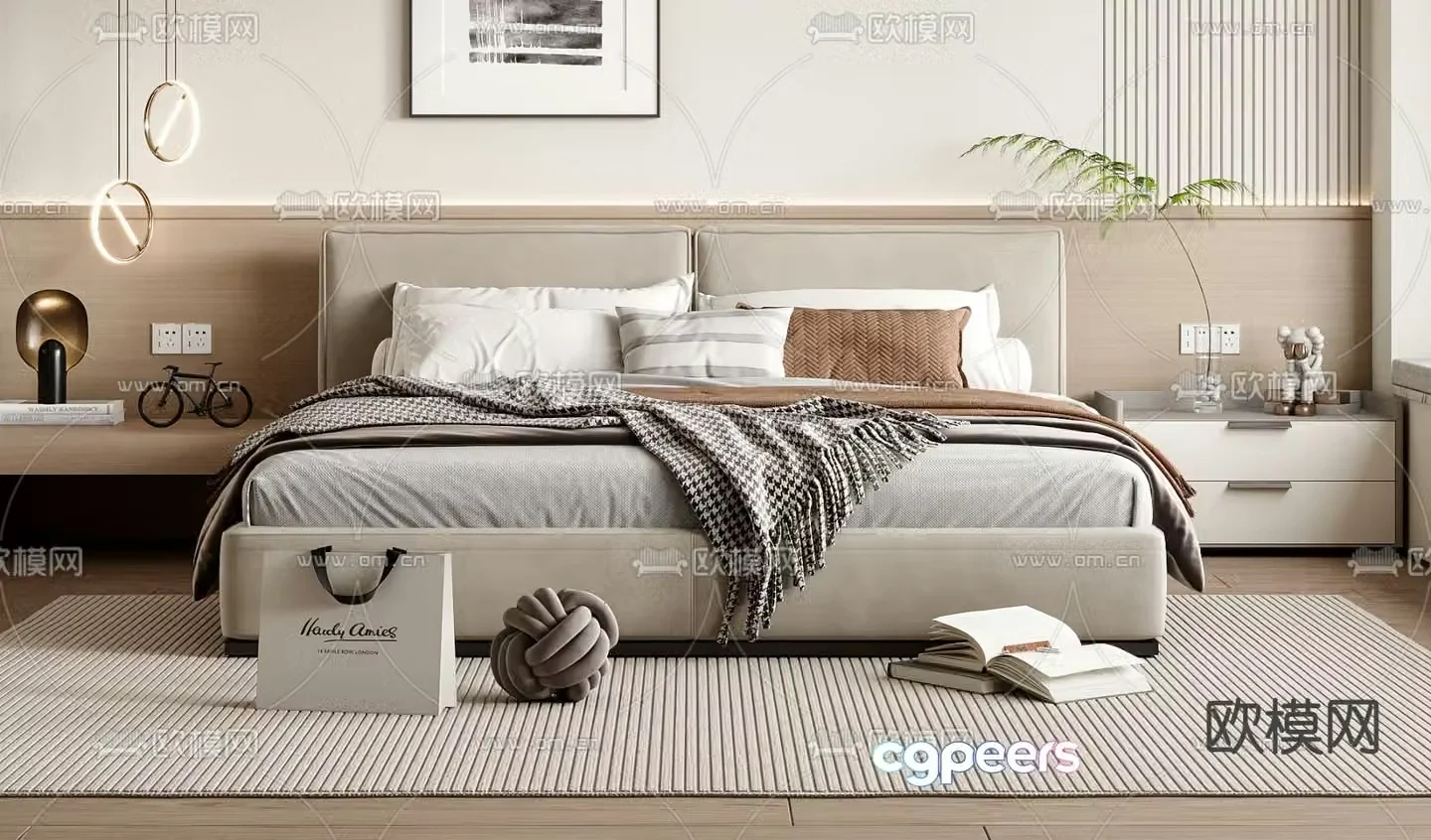 Modern double bed 3d model