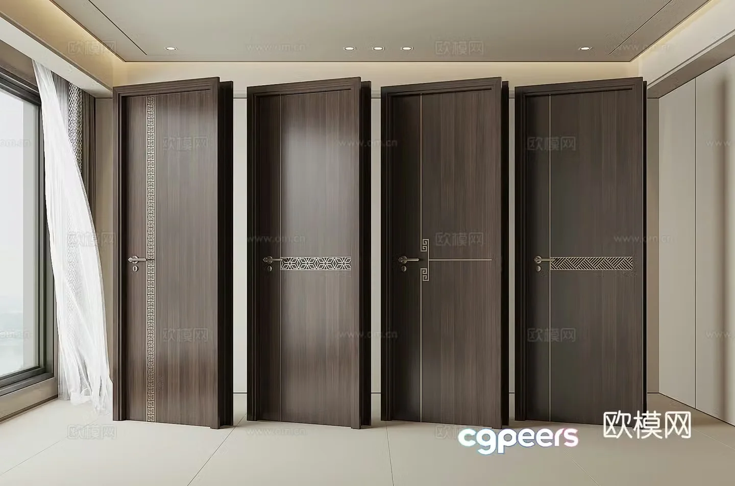 New Chinese style room door 3D model