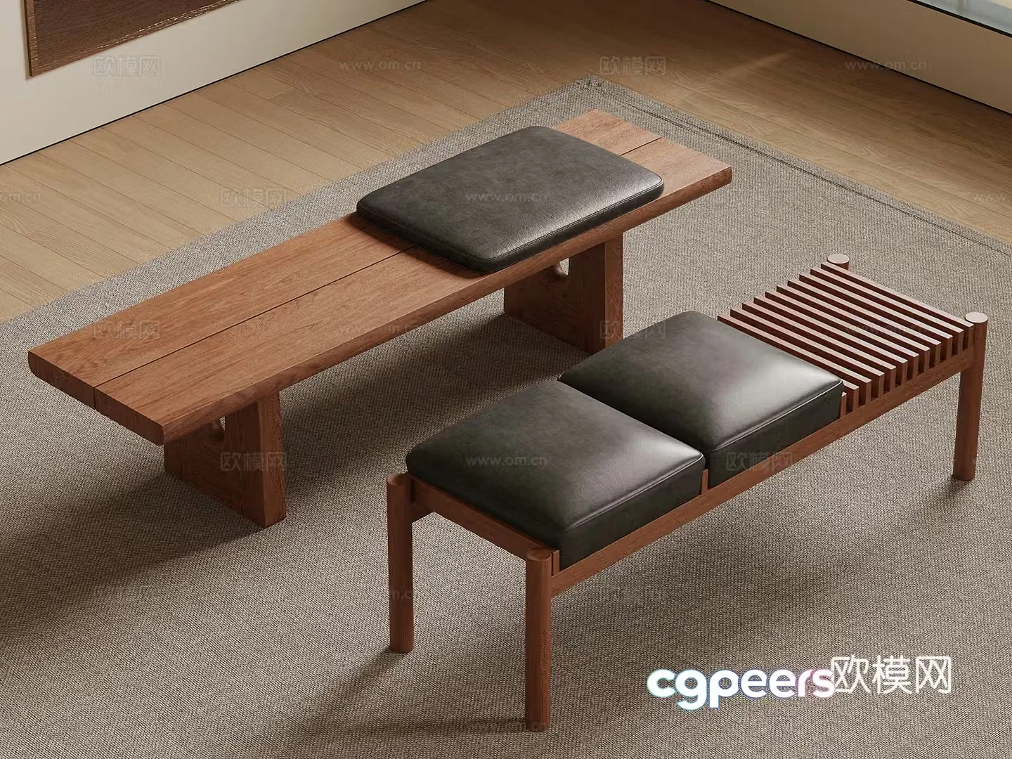 Middle-aged shoe changing stool bench stool 3d model