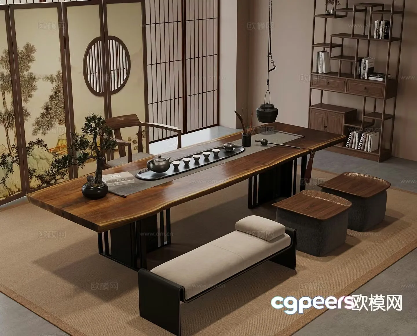 New Chinese style tea table tea table 3d model